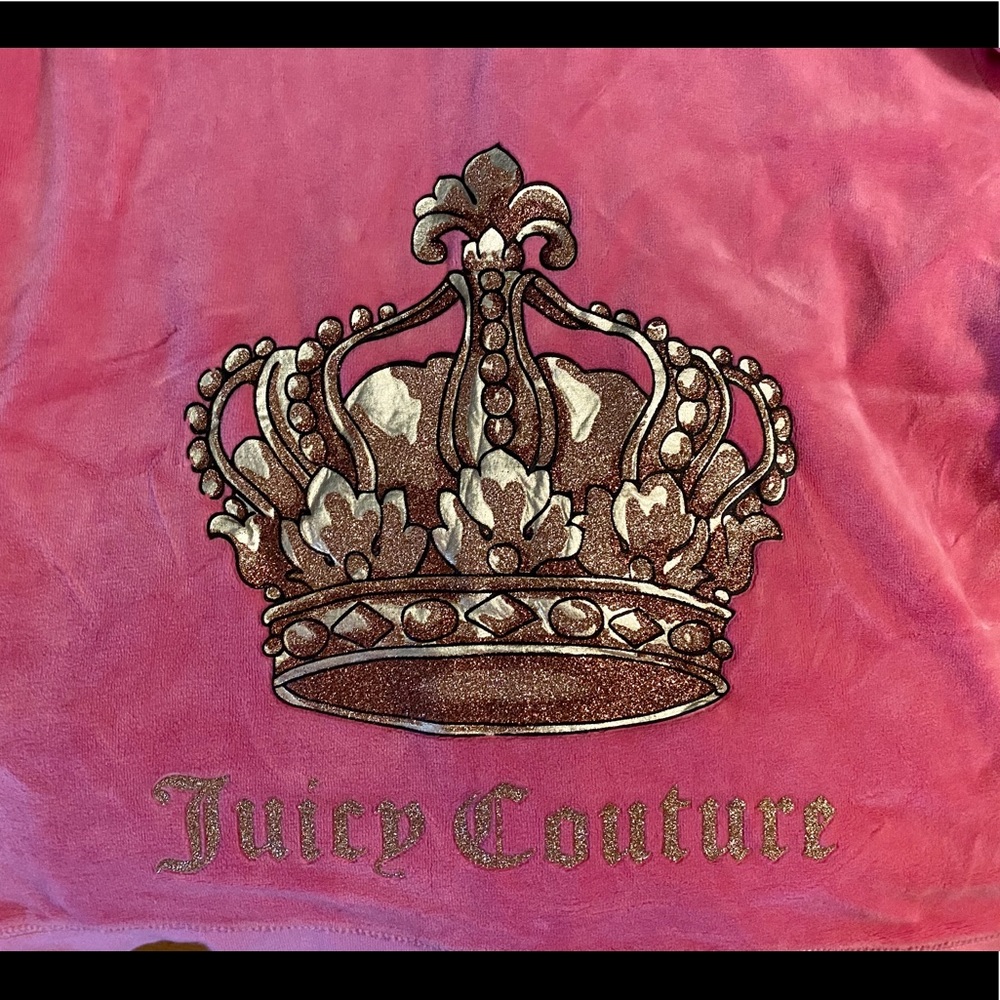 Juicy Couture pink zip up jacket with crown